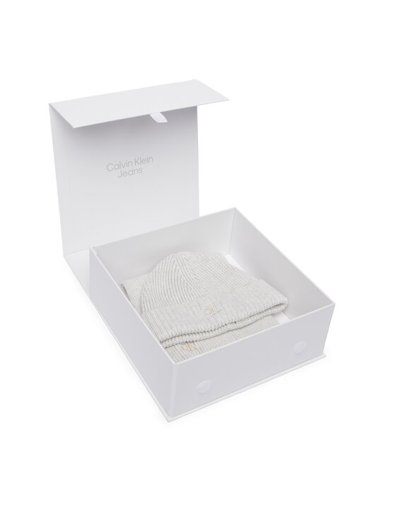 Calvin Klein Jeans Calvin Klein Jeans Set Schal und Mütze Knitted Scarf Beanie Giftbox LVCKFJP00N Hellgrau