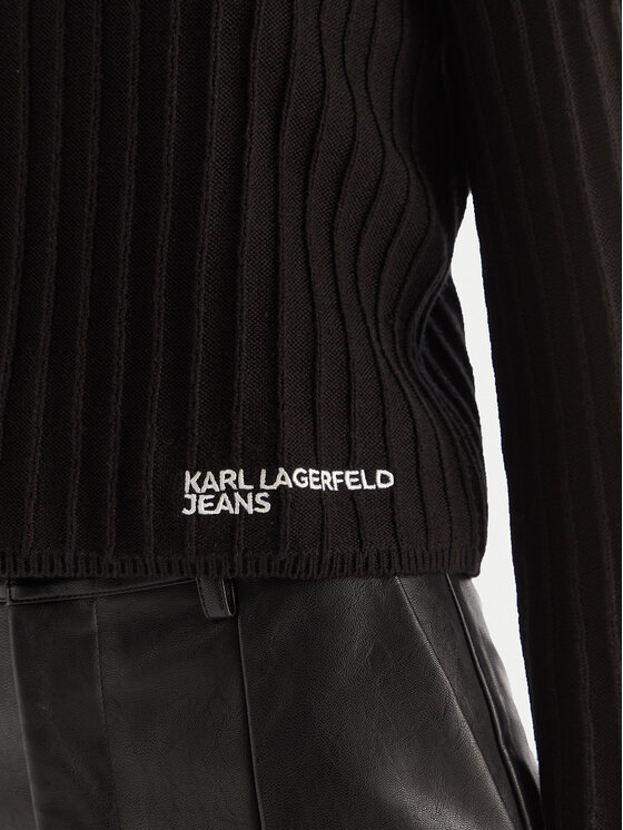 Karl Lagerfeld Jeans Karl Lagerfeld Jeans Bluză cu gât A4W18021 Negru Slim Fit
