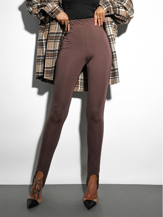 LilaLou LilaLou Legginsy Zoe Brązowy Slim Fit