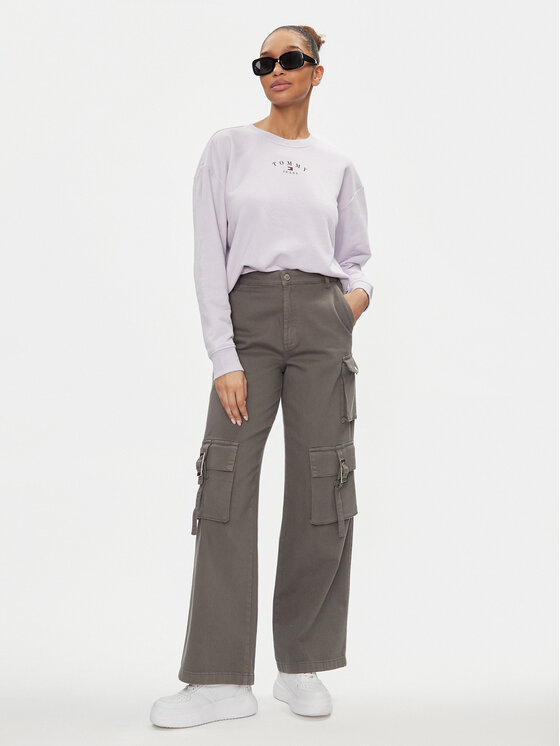 Tommy Jeans Tommy Jeans Džemperis Essential Logo DW0DW18143 Violetinė Regular Fit