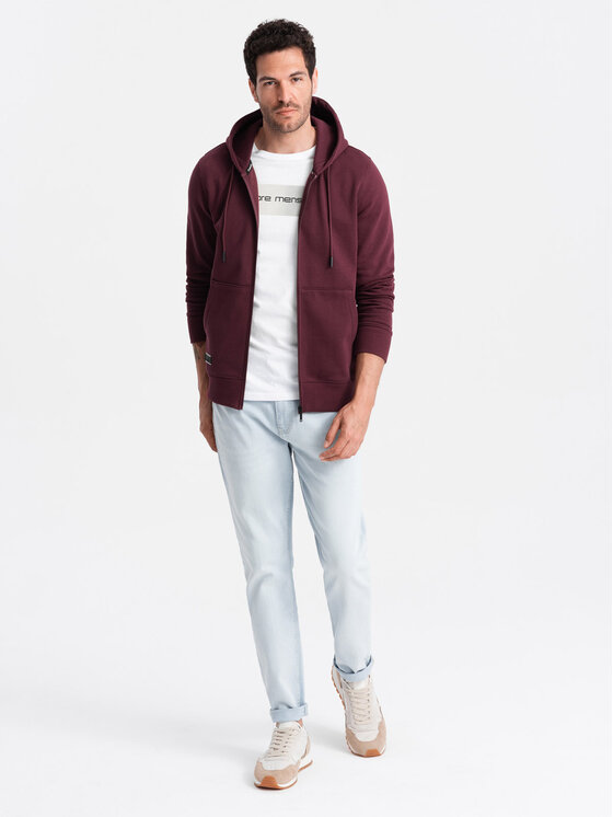 Ombre Ombre Mikina OM-SSBZ-0160 Bordó Regular Fit