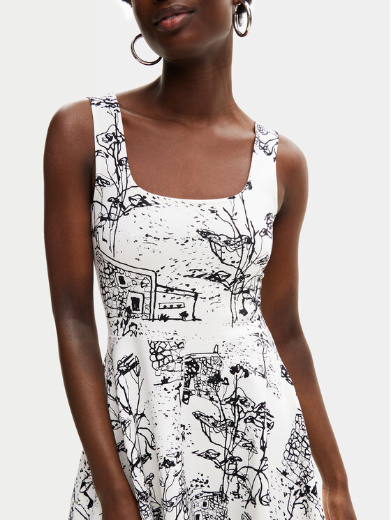 Desigual Desigual Ljetna haljina Tually 24SWVK09 Bijela Regular Fit