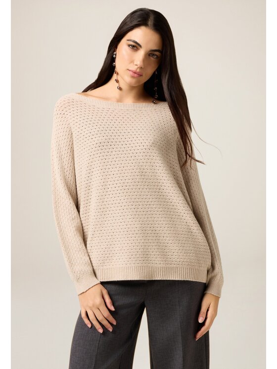 Oltre Oltre Cardigan M126E002126N002 Écru Regular Fit