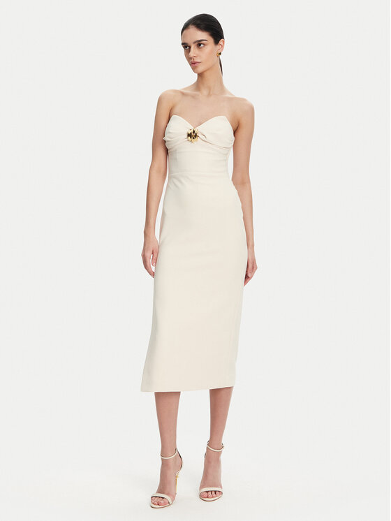 Elisabetta Franchi Elisabetta Franchi Rochie cocktail AB-769-51E2 Écru Regular Fit
