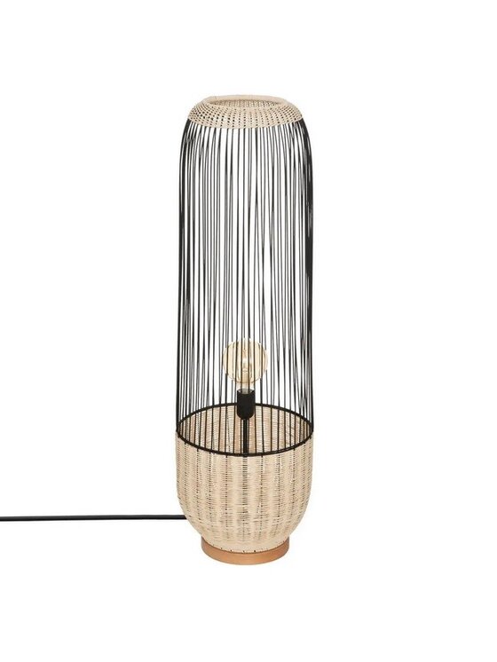 MIAhome MIAhome Lampa podłogowa metal z wikliną 95 cm Czarny
