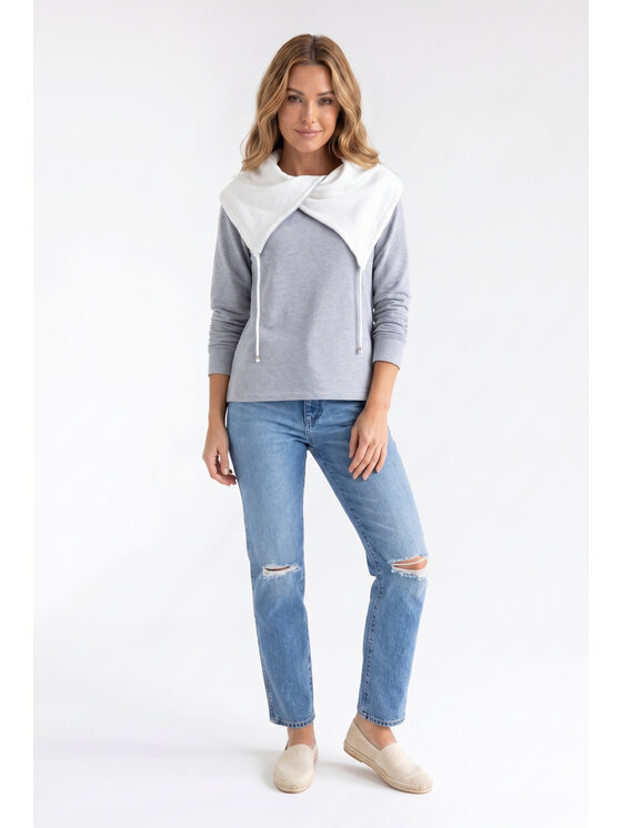 FIGL FIGL Mikina M1365 Sivá Regular Fit