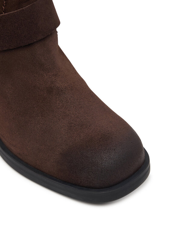 Tommy Jeans Tommy Jeans Oficerki Tjw Brushed Suede Biker Boots EN0EN03110 Brązowy ciemny