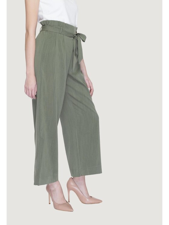ONLY ONLY Pantaloni da donna Onlmarsa Solid Paperbag Wvn Noos Verde Palazzo Fit