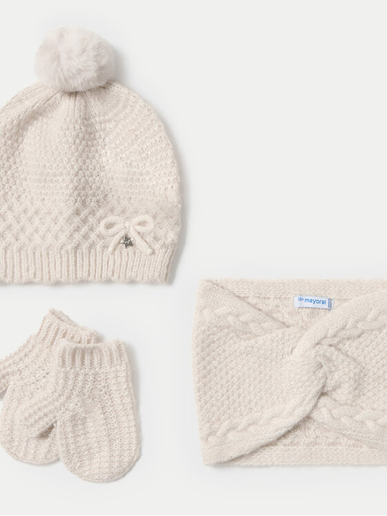 Mayoral Mayoral Completo cappello, scaldacollo e guanti 10769 Beige