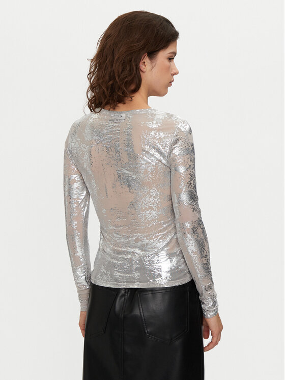 Noisy May Noisy May Bluza Lucia 27032152 Srebrna Slim Fit