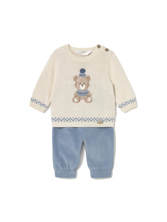 Mayoral Mayoral Set pulover și pantaloni din material textil 2580 Albastru Regular Fit