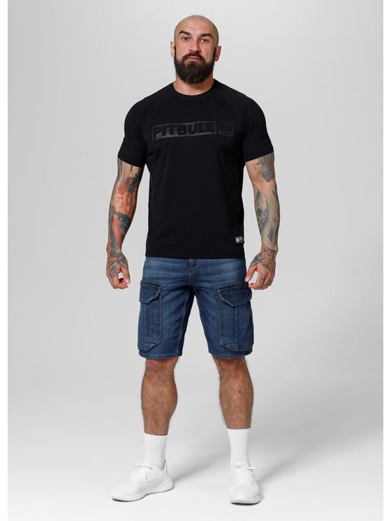 PITBULL PITBULL Szorty jeansowe Navy Wash Longspur Granatowy Regular Fit
