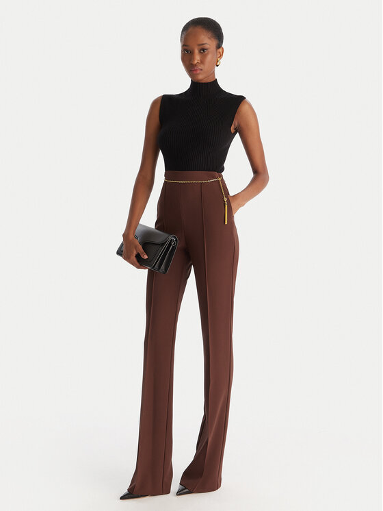 Elisabetta Franchi Elisabetta Franchi Bavlnené nohavice PA-141-57E2-V420 Hnedá Regular Fit