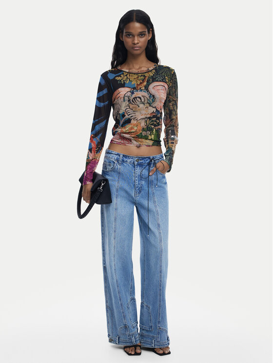 Desigual Desigual Bluzka Dragon Lacroix 25WWTK39 Kolorowy Slim Fit