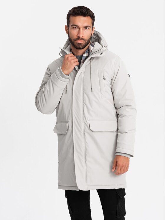 Ombre Ombre Parka OM-JALJ-0166 Biały Regular Fit