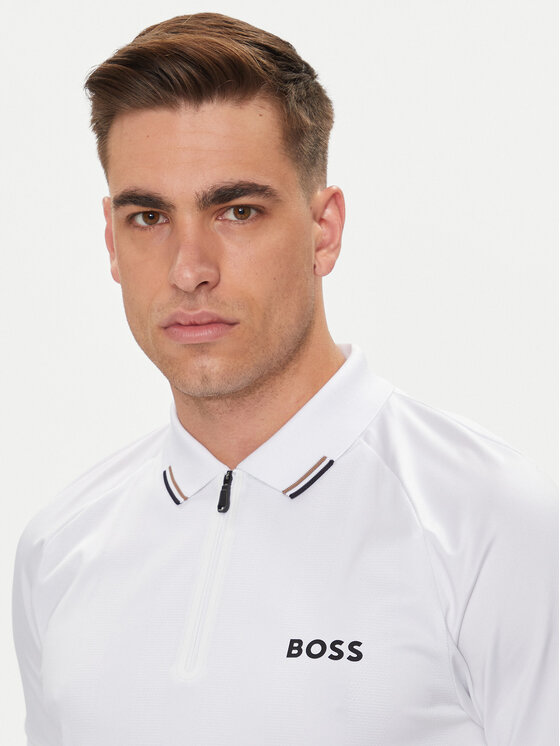 BOSS Boss Тениска с яка и копчета Philix MB 3 350519863 Бял Slim Fit