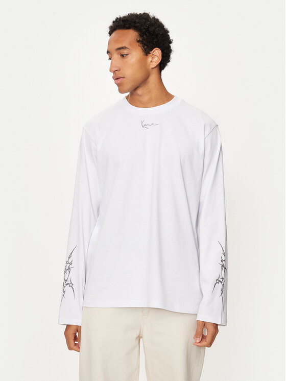 Karl Kani Karl Kani Pikkade varrukatega T-särk Small Signature Tribal 60240011 Valge Regular Fit