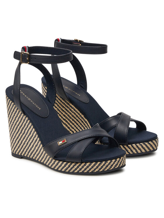 Tommy Hilfiger Tommy Hilfiger Sandále Im Raffia Sandal FW0FW08224 Tmavomodrá