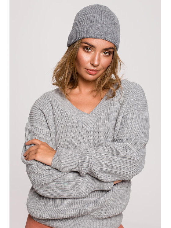 BeWear BeWear Sweter BK079 Szary Modern Fit