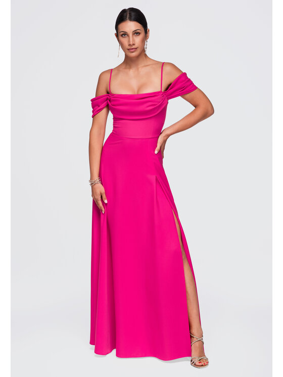Ombre Ombre Sukienka wieczorowa LA-OM-DLR452 Różowy Regular Fit
