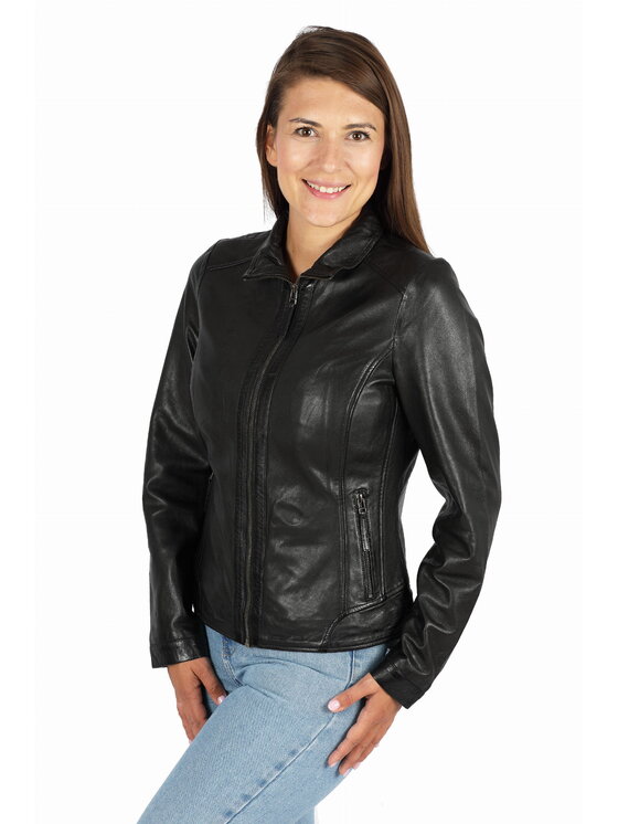 David Ryan David Ryan Kurtka skórzana SOFIA Czarny Regular Fit