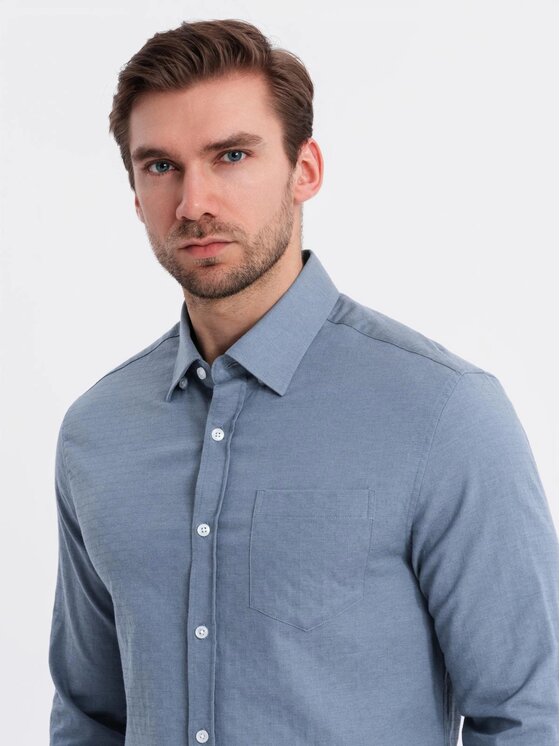 Ombre Ombre Koszula OM-SHCS-0174 Niebieski Regular Fit