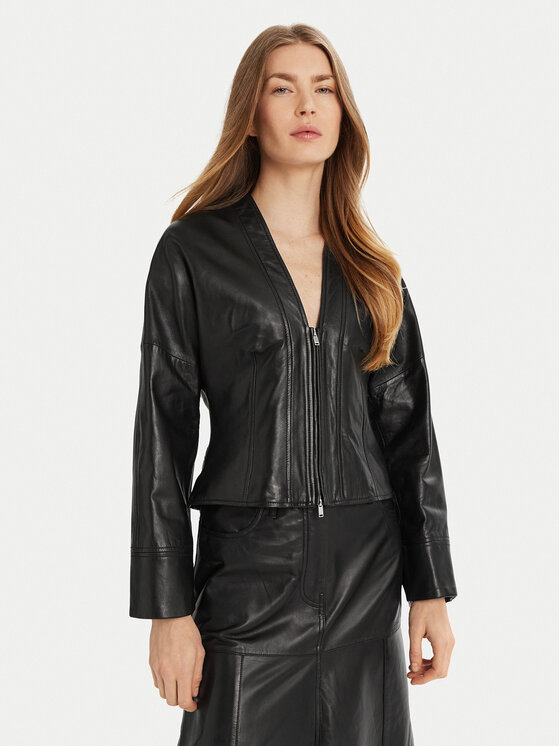 Marella Marella Geacă de piele Daily 2513441041 Negru Regular Fit