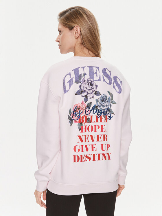 Guess Guess Суитшърт Destiny W4RQ10 K9Z21 Розов Regular Fit