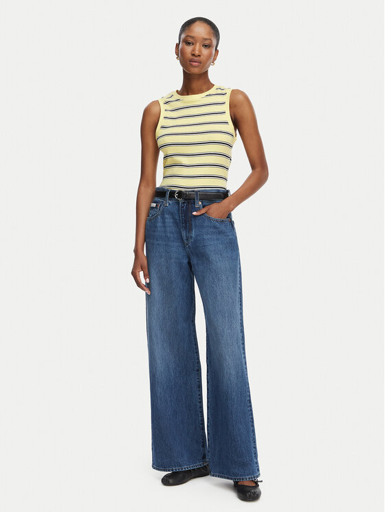 Tommy Hilfiger Tommy Hilfiger топ WW0WW50025 Жълт Regular Fit