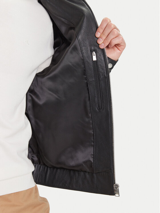 BOSS BOSS Geacă de piele H-Mapson4 50543214 Negru Regular Fit