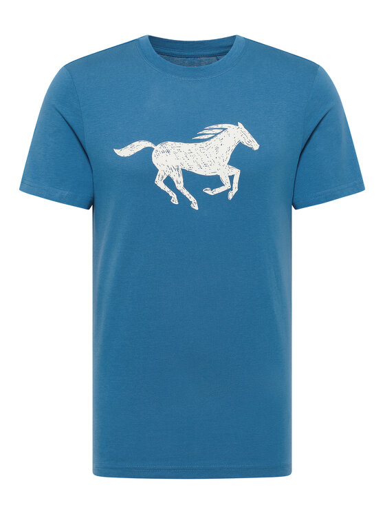 Mustang Mustang Tričko Austin 1016483 Modrá Regular Fit