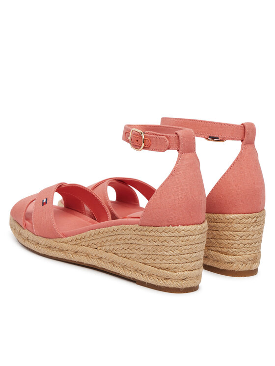 Tommy Hilfiger Tommy Hilfiger Espadryle Hemp Crossover Strap Wedge Espadrilles FW0FW09332 Różowy