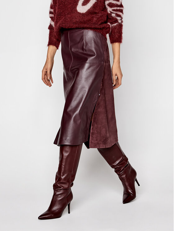 Sportmax Code Sportmax Code Шкіряна спідниця Osteo 74060105 Фіолетовий Regular Fit