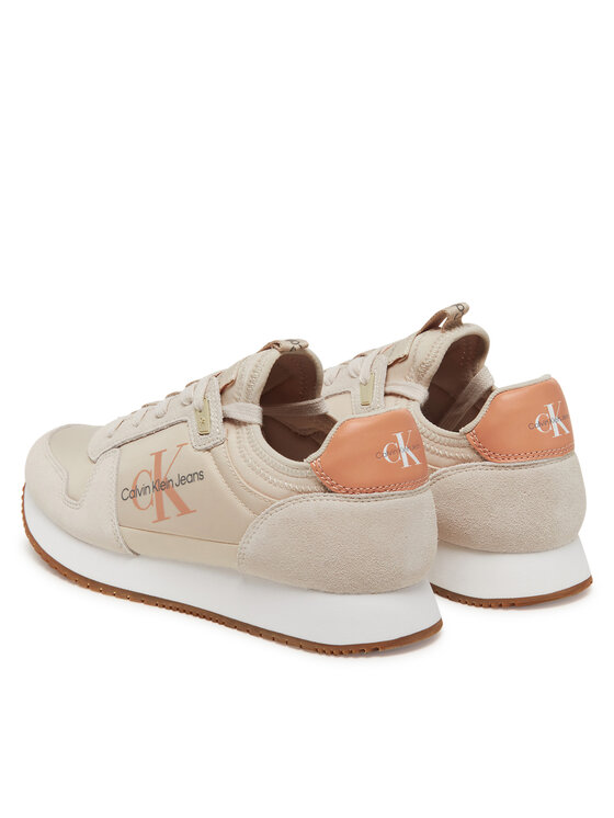 Calvin Klein Jeans Calvin Klein Jeans Sneakersy Runner Sock Laceup Ny-Lth Wn YW0YW00840 Béžová