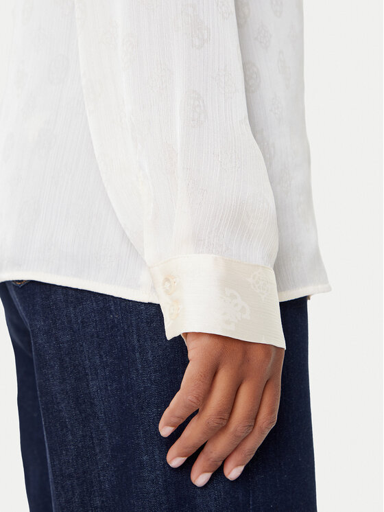 Guess Guess Hemd W5YH1A WHCR2 Écru Regular Fit