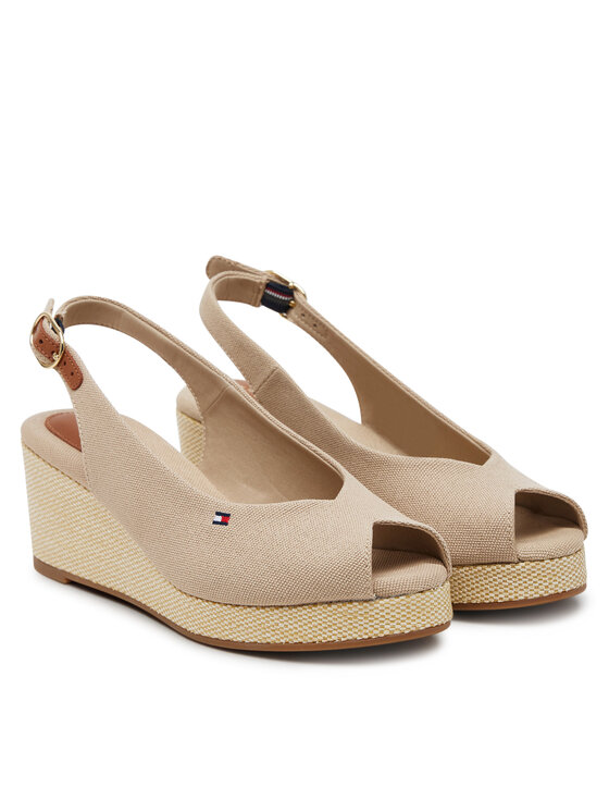 Tommy Hilfiger Tommy Hilfiger Sandaalid Flag Mid Wedge Espad Slingback FW0FW08595 Beež