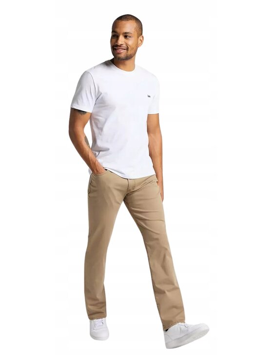 Lee Lee Spodnie materiałowe Straight Fit XM Extreme Motion MVP Beżowy Tapered Fit