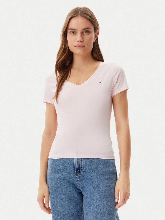 Tommy Jeans Tričko DW0DW20458 Ružová Slim Fit