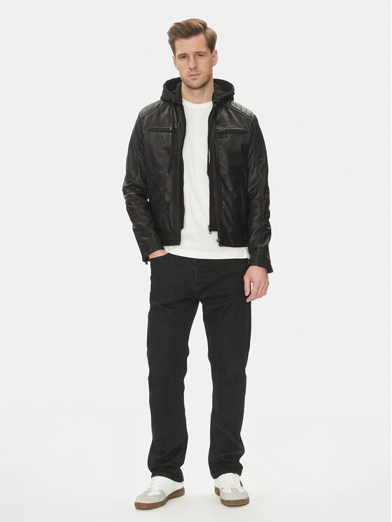 Serge Pariente Serge Pariente Nahkjope Sean Must Regular Fit