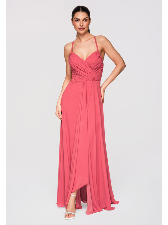 Ombre Ombre Sukienka wieczorowa LA-OM-DLR310 Koralowy Regular Fit
