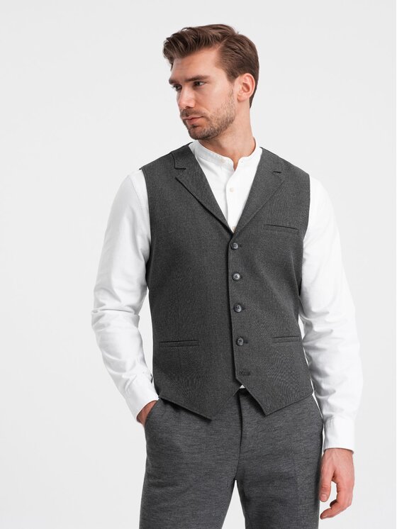 Ombre Ombre Kamizelka OM-BLZV-0109 Szary Fitting Fit