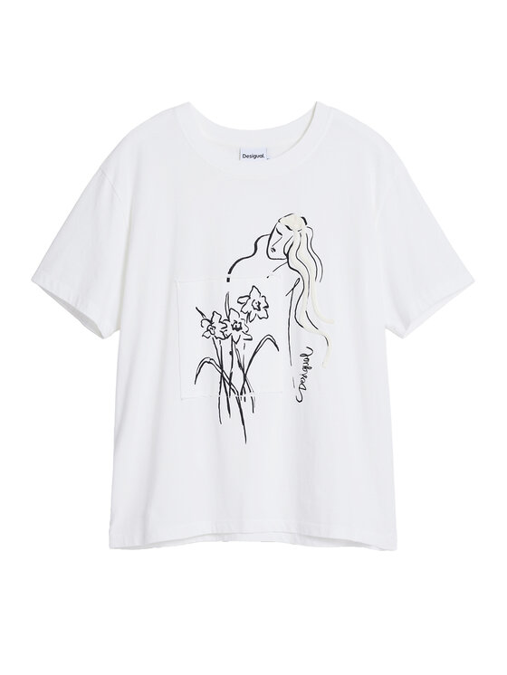 Desigual Desigual T-särk Paraguay 25SWTKAB Valge Regular Fit