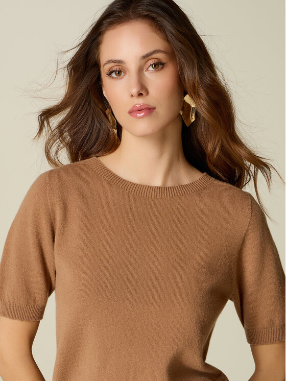 Oltre Oltre Sweter M279J005532N012 Kremowy Regular Fit