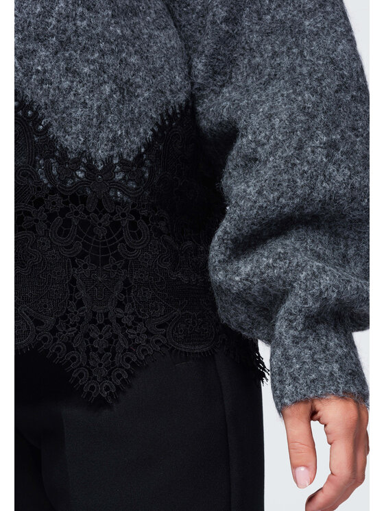 Ombre Ombre Sweter OW-SW-E0006 Szary Relaxed Fit