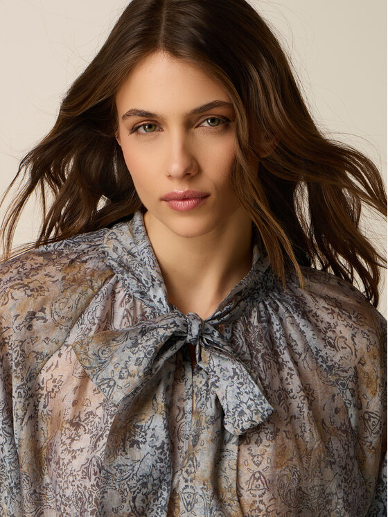 Oltre Oltre Blusa 2086J000866N0Z4 Turchese Over Fit