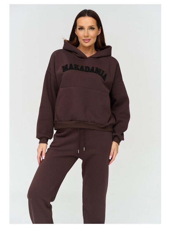 Makadamia Makadamia Dres A16 Brązowy Loose Fit