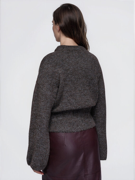 Ombre Ombre Sweter OW-SW-E0062 Brązowy Relaxed Fit