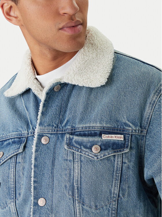 Calvin Klein Jeans Calvin Klein Jeans Kurtka jeansowa 90s Sherpa LV04RD737G Niebieski Regular Fit