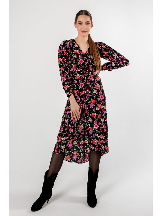 Melismee Stockholm Melismee Stockholm Sukienka codzienna Greta Flowers Czarny Regular Fit