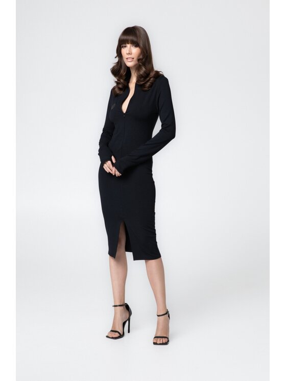 Pilawski Pilawski Sukienka dzianinowa 20 Czarny Slim Fit